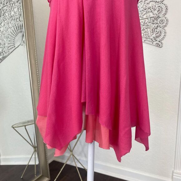 Early 2000 Bright Pink Blush Sheer Layered Mesh Beaded Fairy Cami Babydoll Top M - Picture 3 of 8